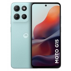 Oferta Relâmpago Celular Motorola Moto G15 Azul Claro 128GB, 4GB RAM+8GB Ram Boost e Camera 50MP com AI e Night Vision, 5.200mAh,NFC, Tela FHD+ 6.7"
